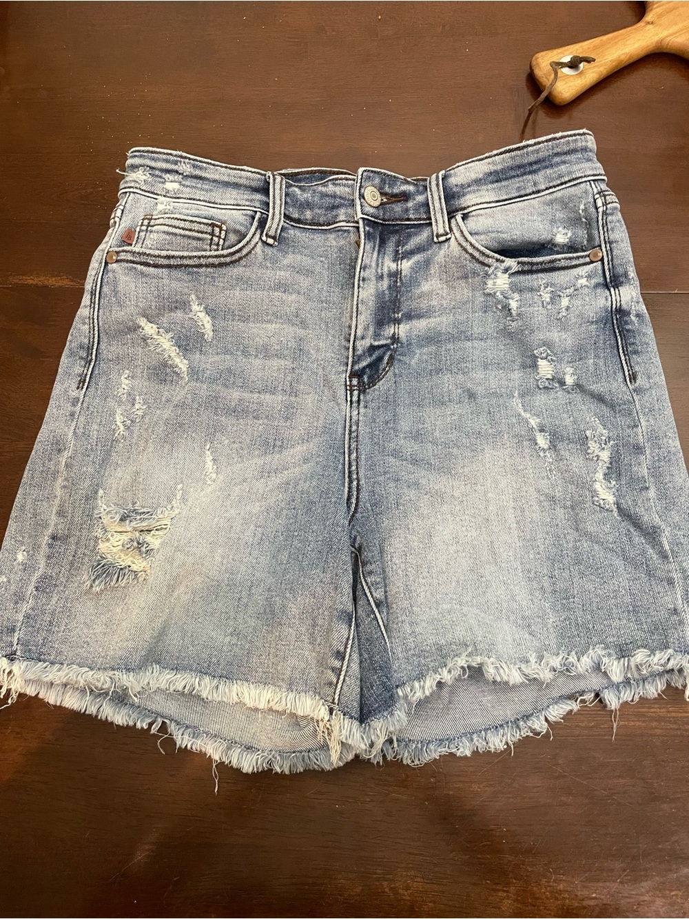 Judy Blue Light Blue Zipper-Fly Denim Shorts